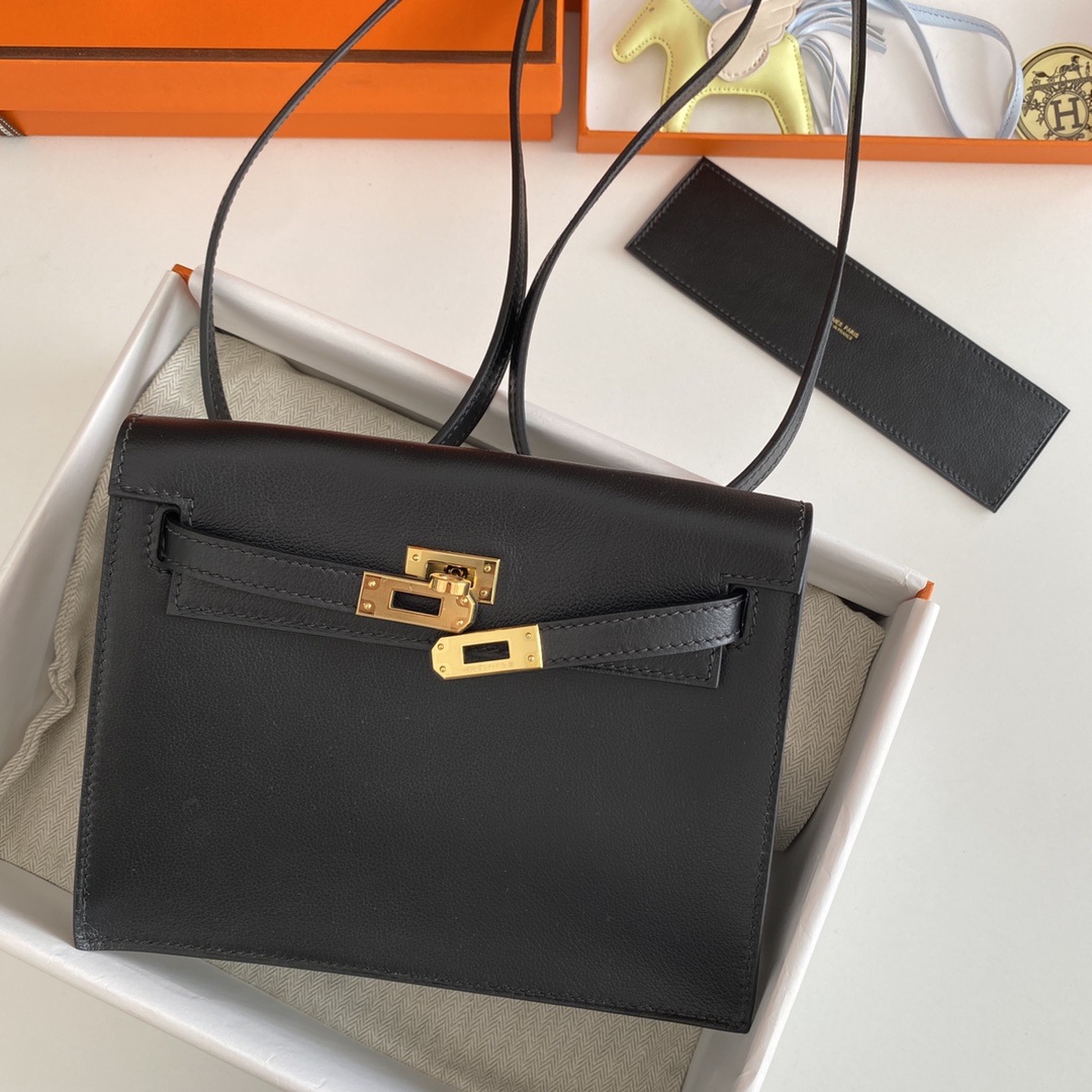 Hermes Kelly Danse Evercolor Bag In Black Color